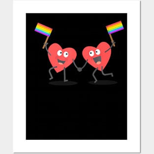 Cute Hearts Waving Flags Lgbt Valentine Posters and Art